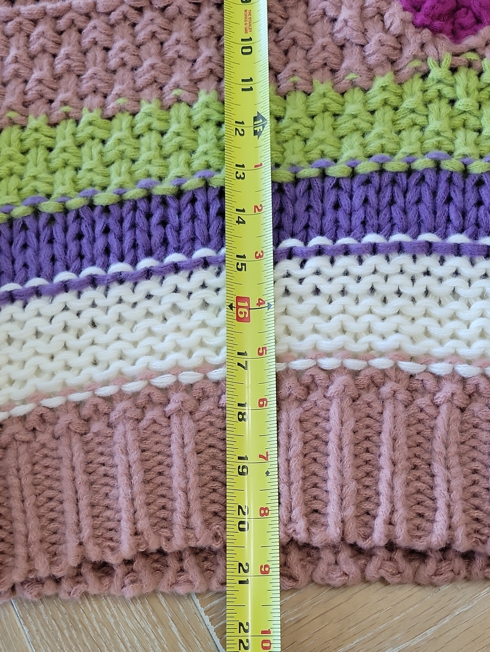 Apricot Lane Striped Multicolored Crop Chunky Sweater In Fuscia Size M/L NWT - Picture 11 of 12